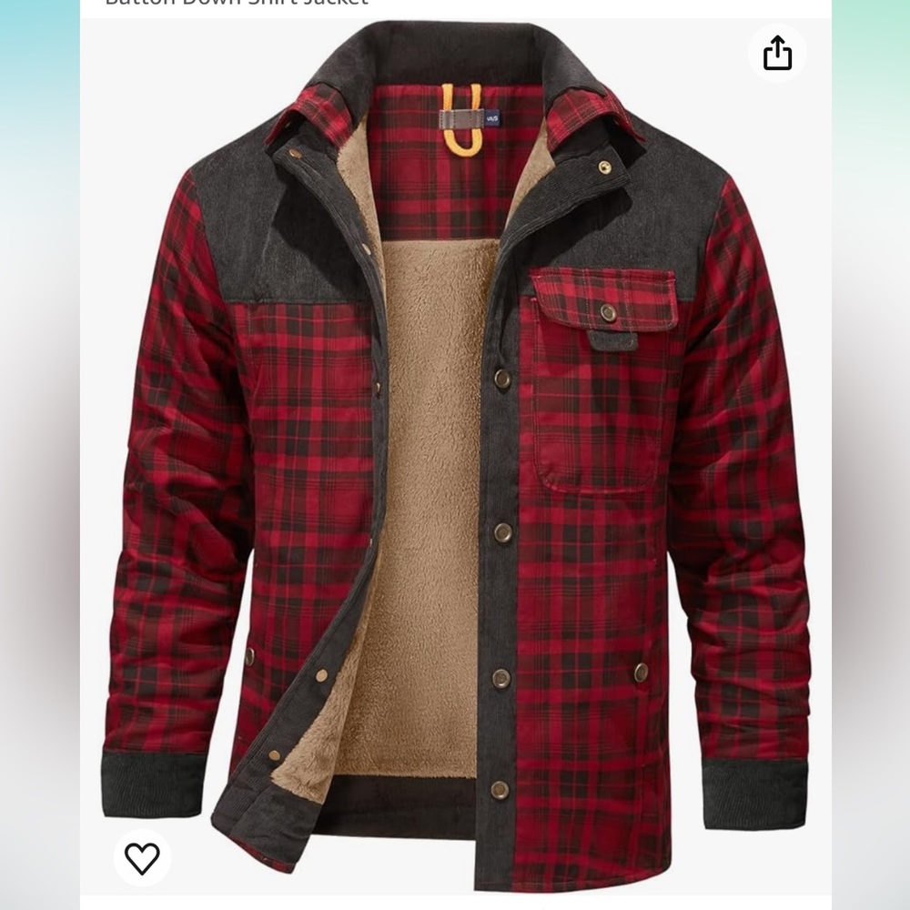Mr.Stream Men's Outdoor Casual Long Sleeve Plaid Flannel Button Down Jacket
